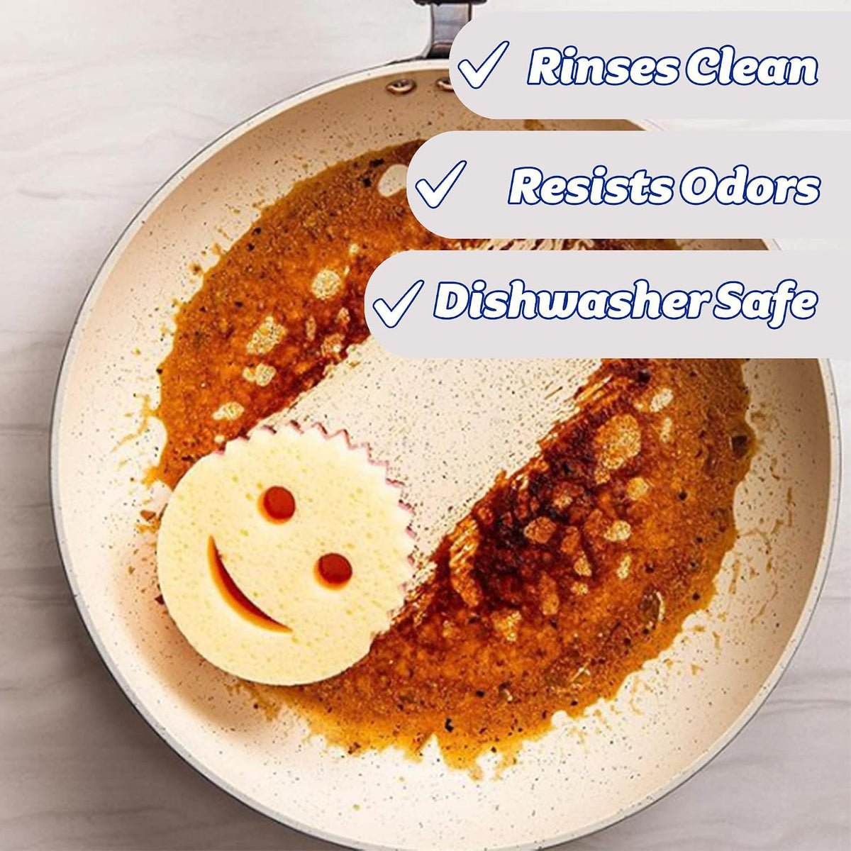 Scrub Daddy Scrub Mommy Cleaning Sponges - Dual Sided Non Scratch Sponge Scourers, Smiley Kitchen Sponges for Dishwashing & Bathroom, FlexTexture Dish Scrubber Sponge, Blue Twin Pack