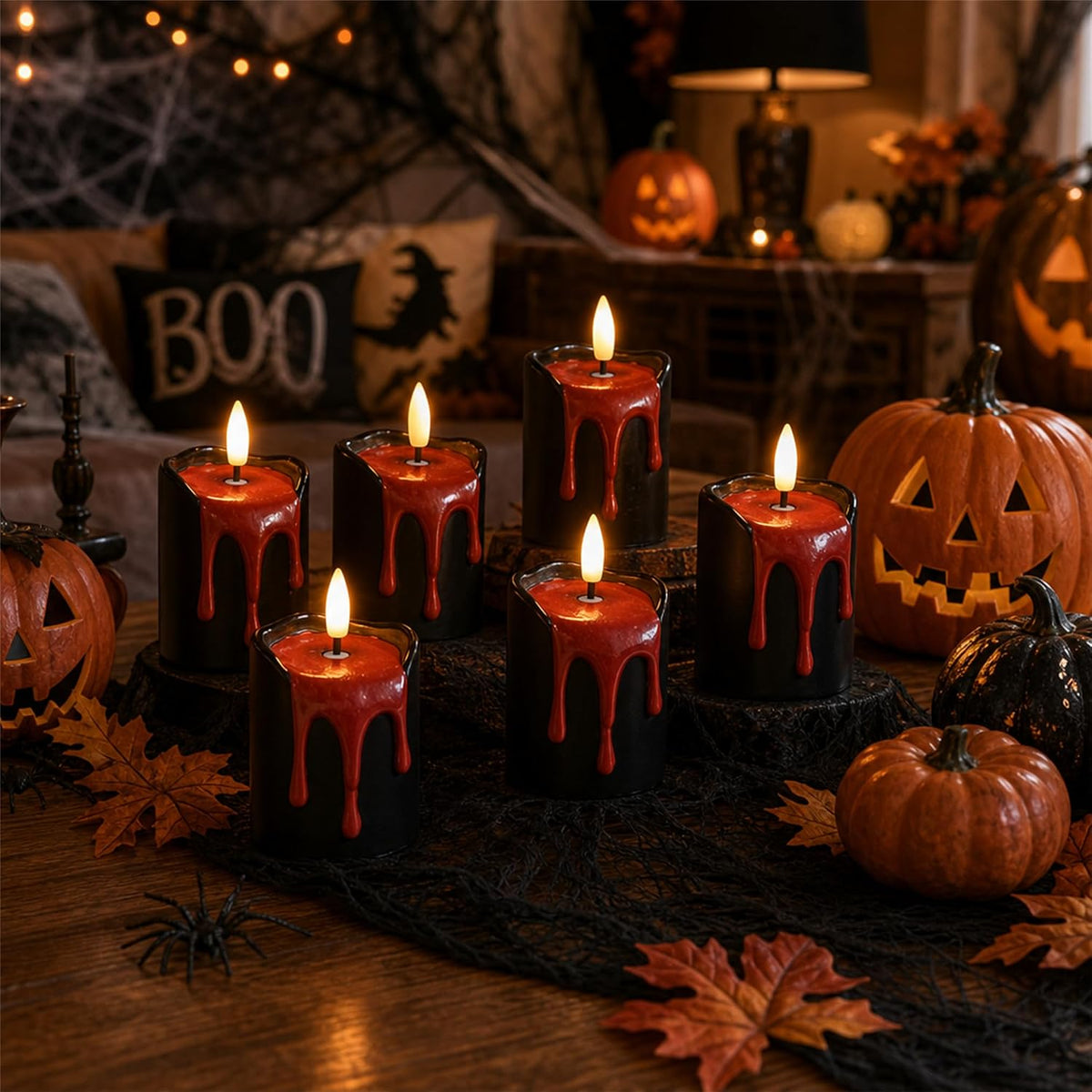 Halloween Flameless Votives Candles with Remote Timer, 2X3.35", 6 Pack
