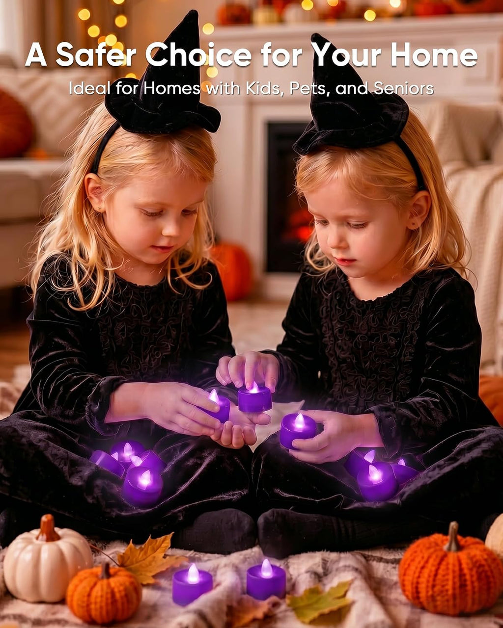 Homemory 50-Pack Purple Flameless Battery Tealight Candles, 200+ Hours