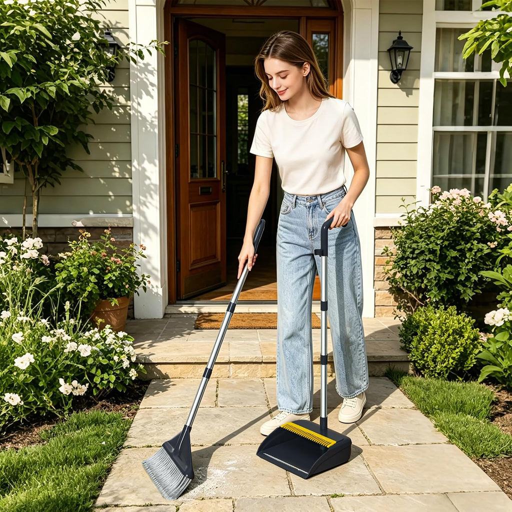 Broom and Dustpan Set with 52" Long Handle