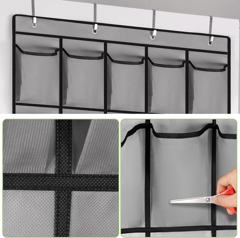 Meolsaek 24 Large Mesh Pockets Over the Door Shoe Organizer, White