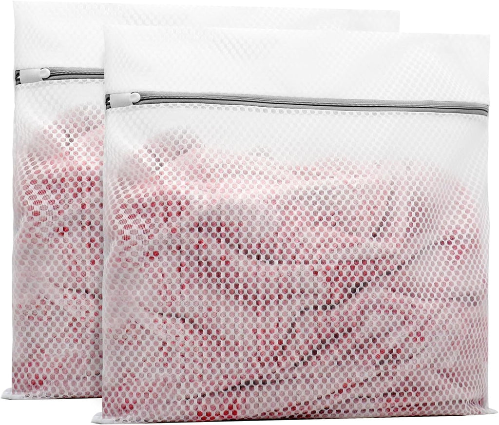 Muchfun 2Pcs Durable Honeycomb Mesh Laundry Bags for Delicates 24x24 Inches