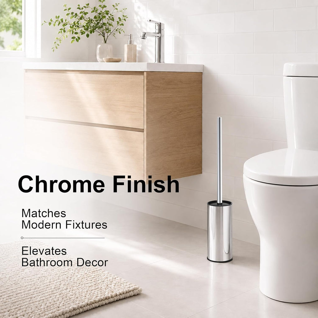 BGL Toilet Brush and Holder Set, Chrome Finish
