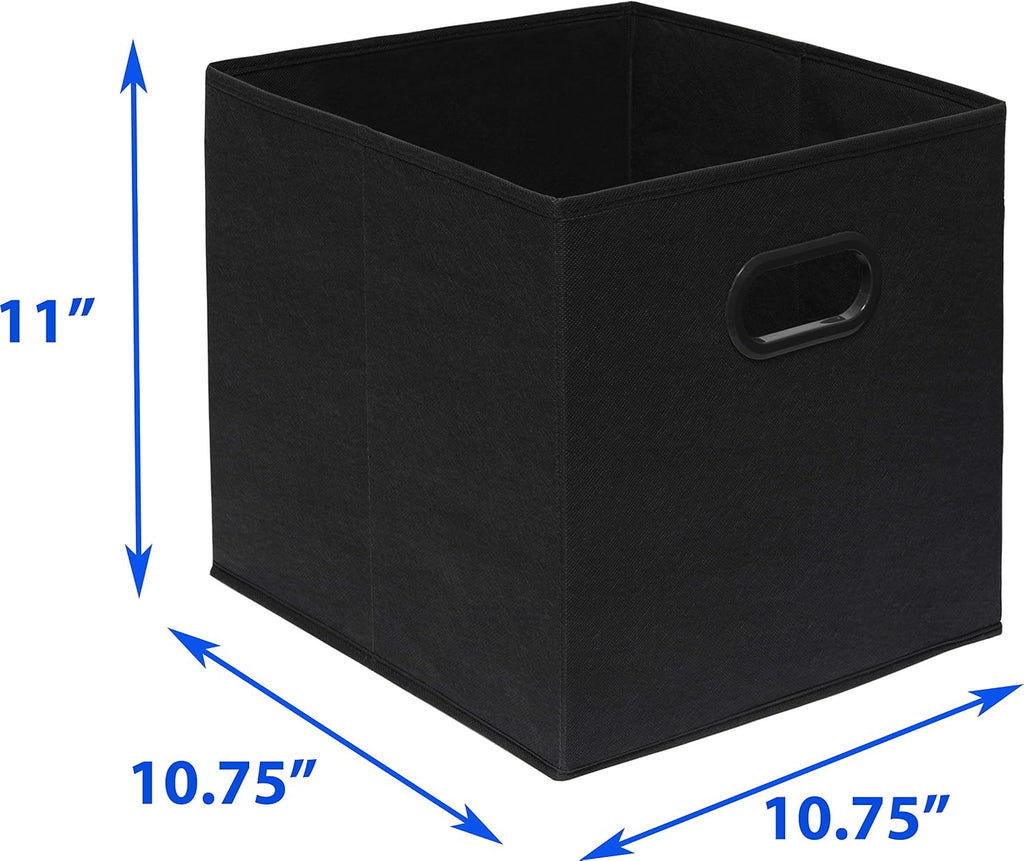 Simple Houseware 11-Inch Foldable Cube Storage Bins with Handles, Black