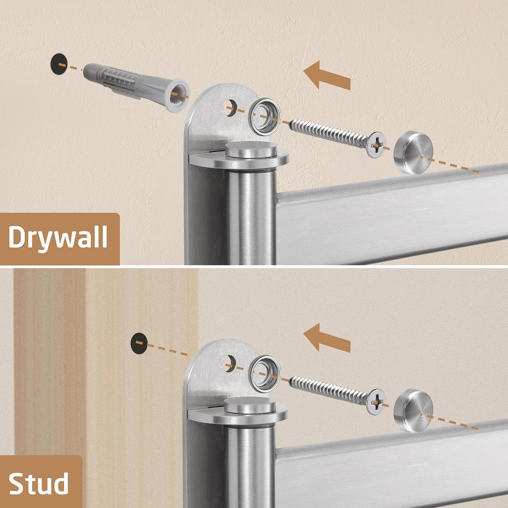 KES Swivel Towel Rack for Bathroom, Long 19.5" 4-Arm Swing Out, Brushed