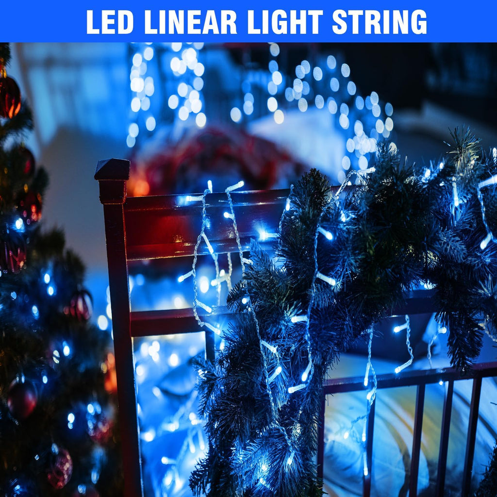 400FT Blue LED Fairy Lights, String Lights with Remote, 8 Lighting Modes, Waterproof Light Strand for Winter Decor, Snowflake Display, Bedroom, Baby Shower, Birthday, Party, Indoor Outdoor Decorations