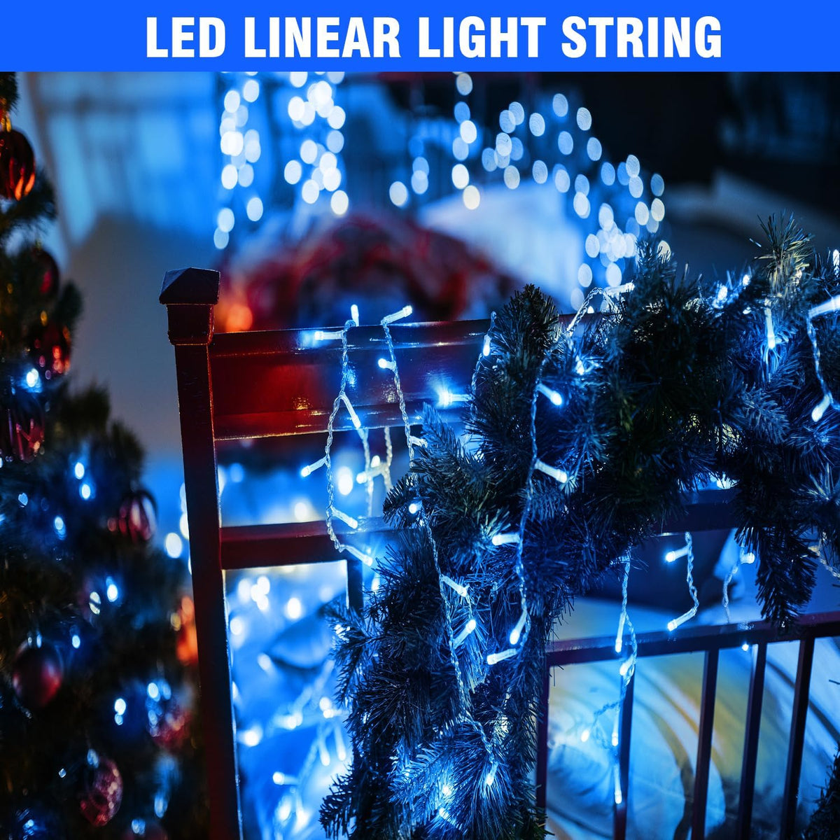 400FT Blue LED Fairy Lights, String Lights with Remote, 8 Lighting Modes, Waterproof Light Strand for Winter Decor, Snowflake Display, Bedroom, Baby Shower, Birthday, Party, Indoor Outdoor Decorations