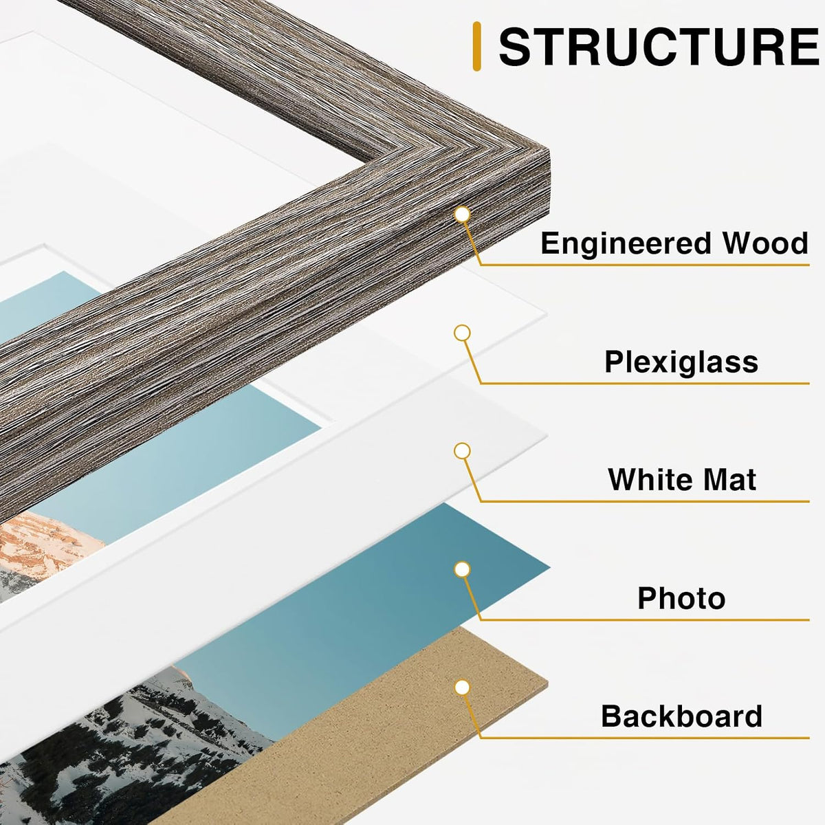 Vittanly 15 Pack Gallery Wall Frame Set, Black, Brown, Dark Grey