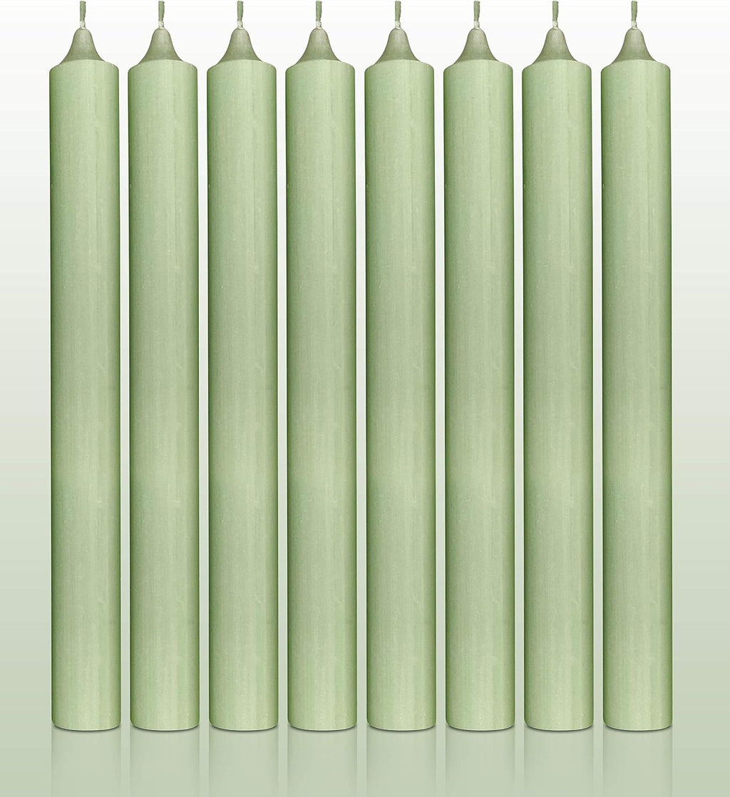 Hyoola 10 Inch Dinner Candles - 12 Pack - Light Green Tall Unscented Rustic Long Burning Candle Sticks