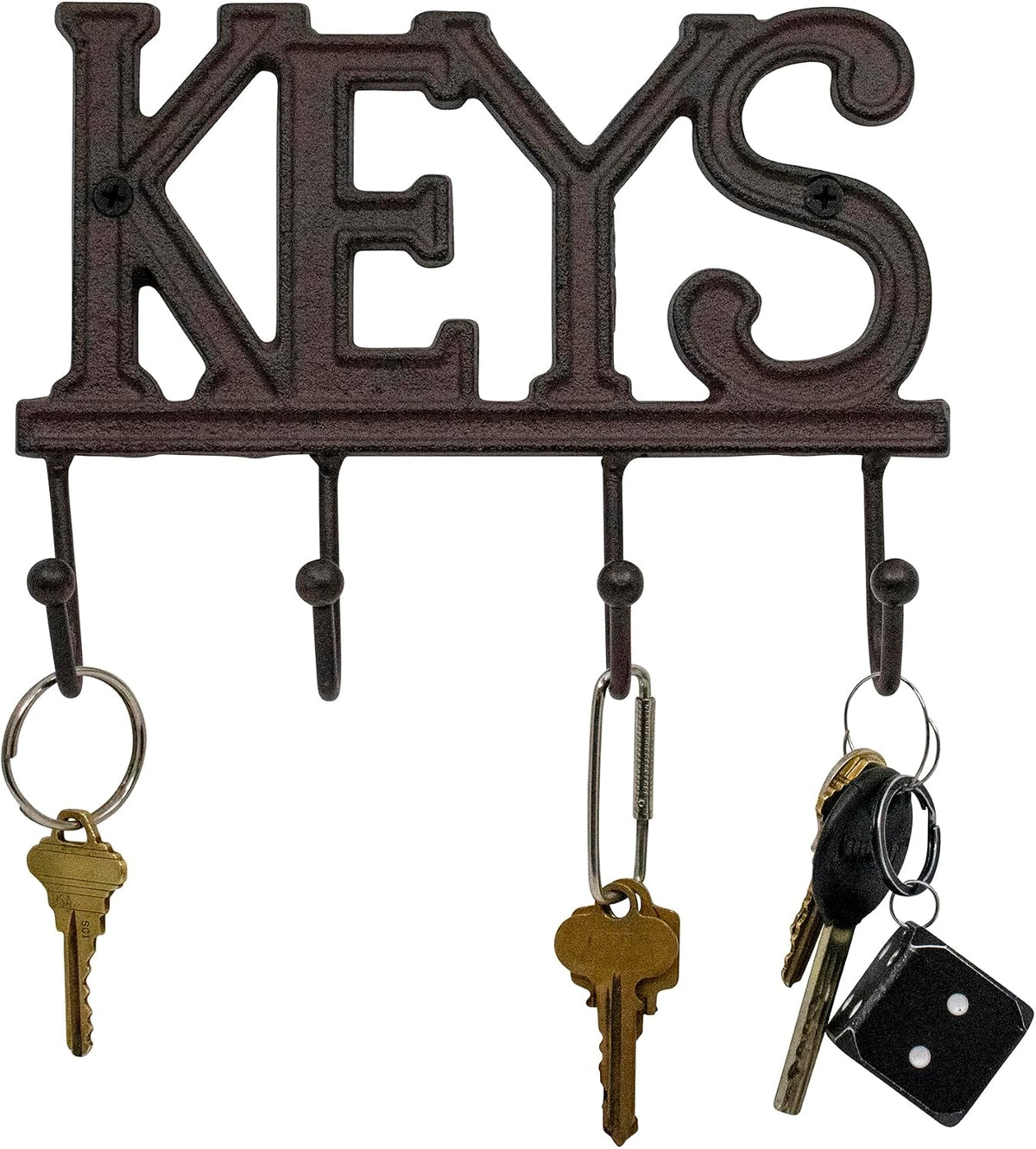 Stephanie Imports Rustic Cast Iron Keys Holder with 4 Key Hooks for Wall Mount (Rustic Bronze)