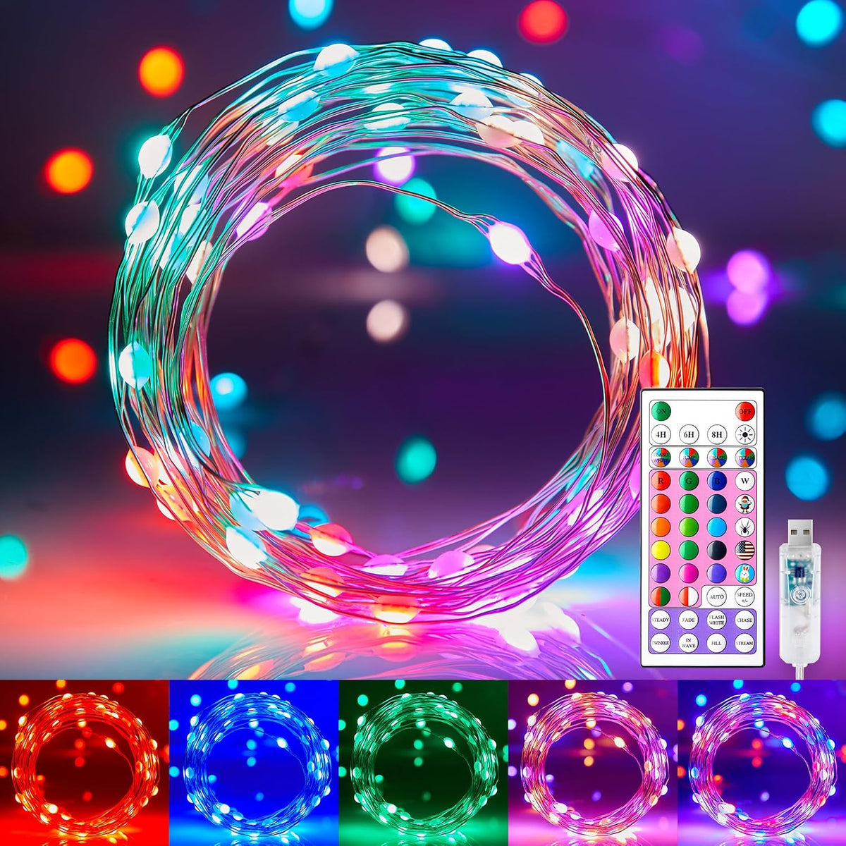 Minetom Fairy Lights Color Changing, 66FT 200 LED String Lights with Remote