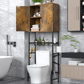 Over The Toilet Storage Cabinet - 2-Door Bathroom Organizer Shelf, Freestanding Space-Saver Toilet Rack with Privacy Protection, Water-Resistant Above Toilet Storage Cabinet for Small Bathrooms(Brown)