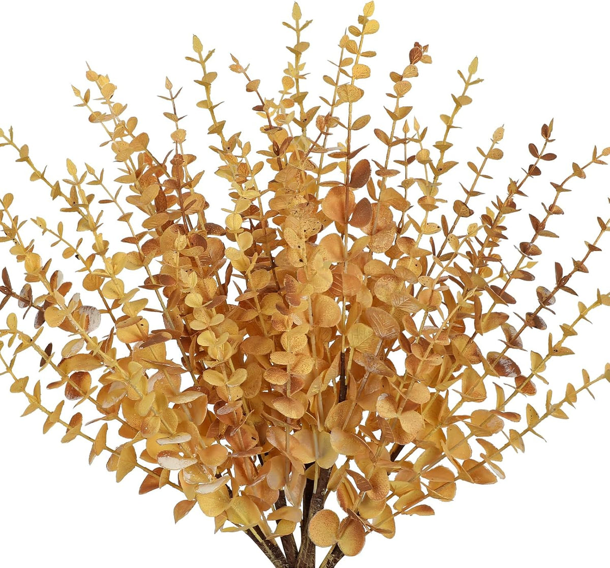 GnFlus Artificial Eucalyptus Stems Fall Yellow leaves 5 Pcs