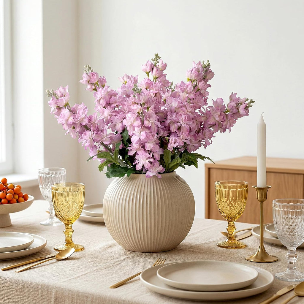 Fake Flowers 23.6” Delphinium Artificial Flowers 8Pcs Silk Flowers with Stems Long Stem Artificial Flowers for Tall Vase Faux Flowers for Indoor Home Decoration Wedding Decoration Centerpiece (Purple)
