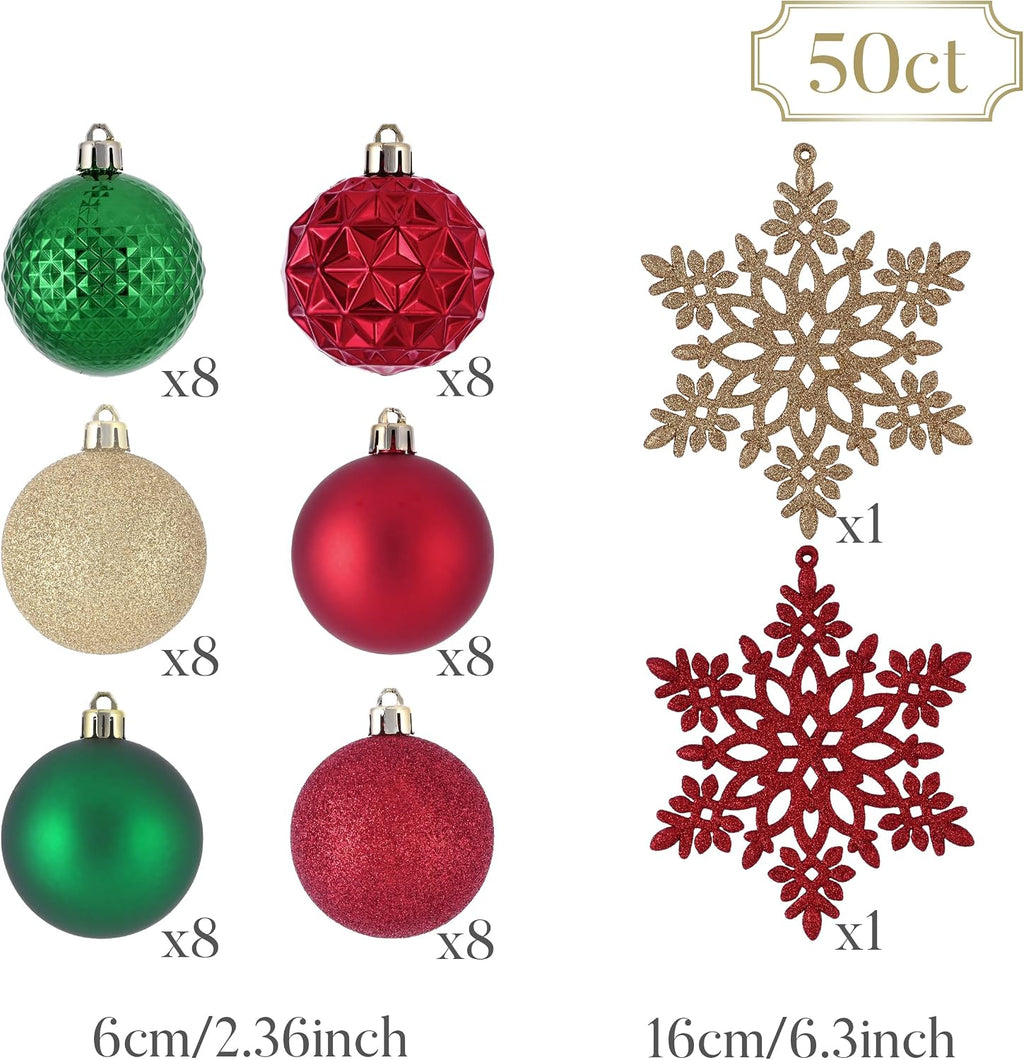 Valery Madelyn 50ct Christmas Tree Decorations Ball Ornaments 2.36 Inches