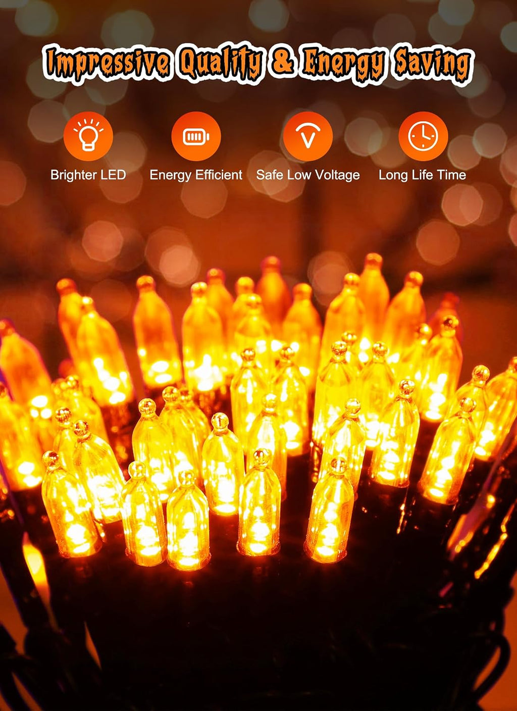 Brightown Orange Battery Operated Christmas String Lights with Timer