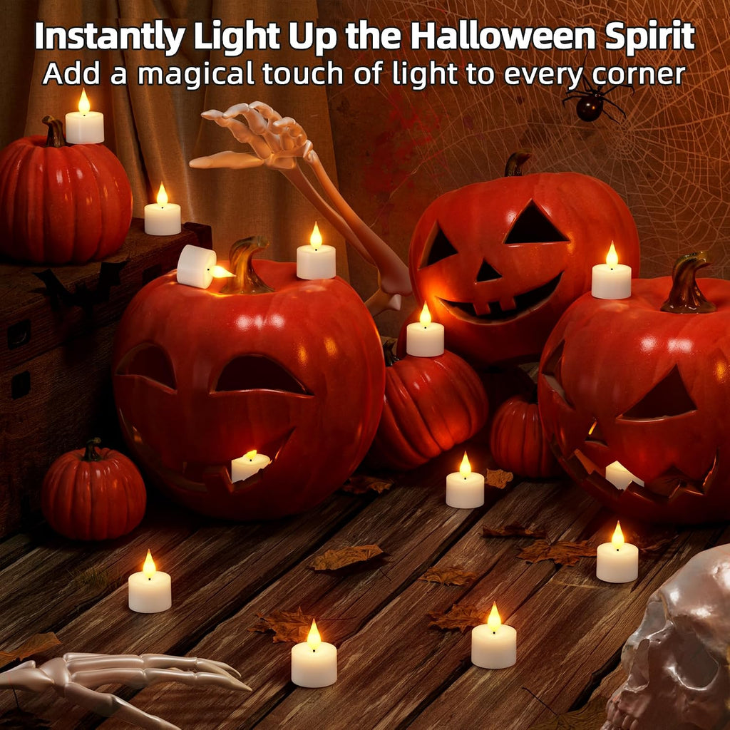 Rechargeable Flameless Tea Lights Candles with Remote Charging Base 12Pcs