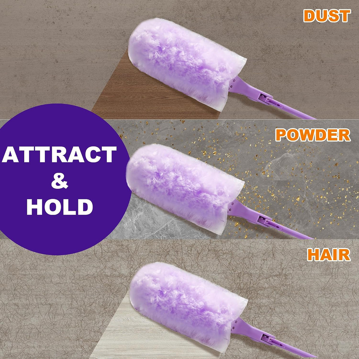 JOYMOOP Scented Telescopic Duster kit, 3FT Extendable Handle (Purple) + 24 Purple Refills for Swiffer Feather Duster,Easy Cleaning for Ceilings, Ceiling Fans, Blinds, Vents & Shelves