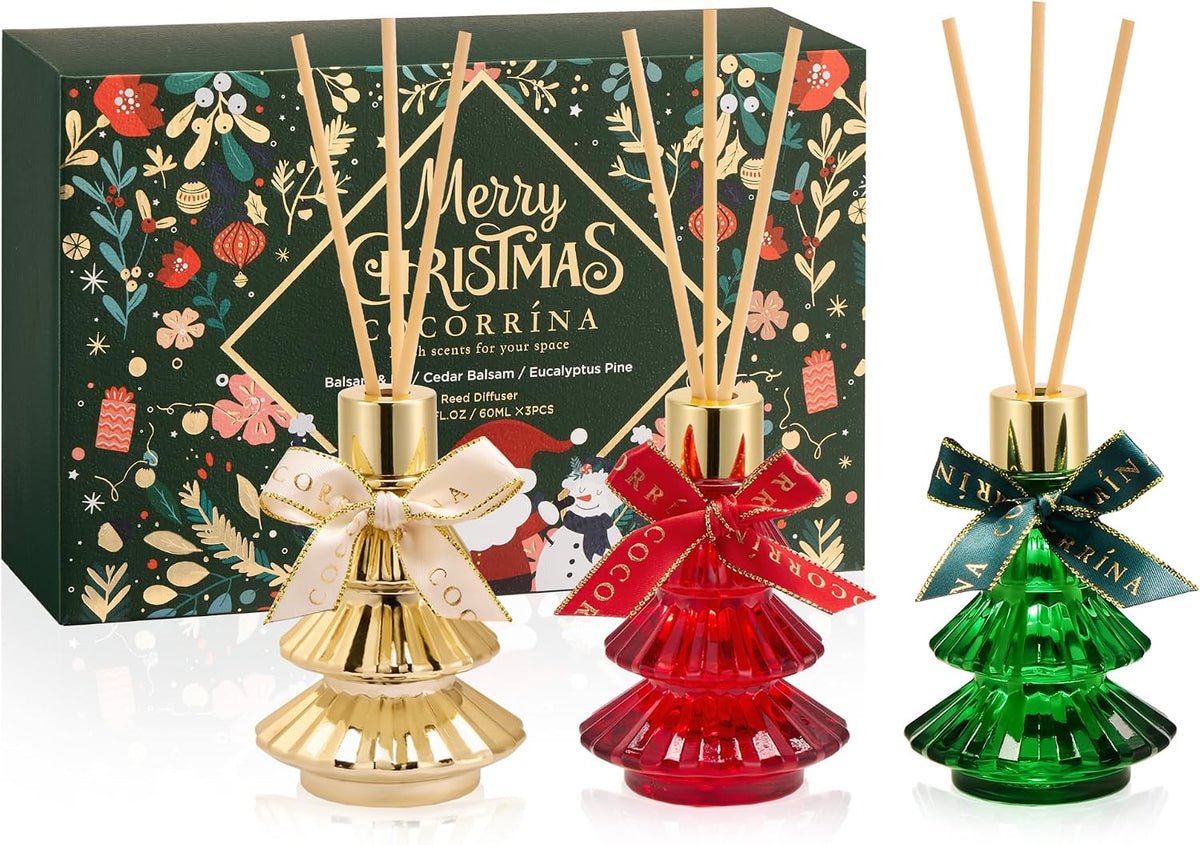 COCORRÍNA Christmas Tree Reed Diffuser Set of 3, 2.03 fl oz Each