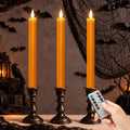 JOIONE Orange Halloween Flameless Taper Candles with Remote, 3 Pack