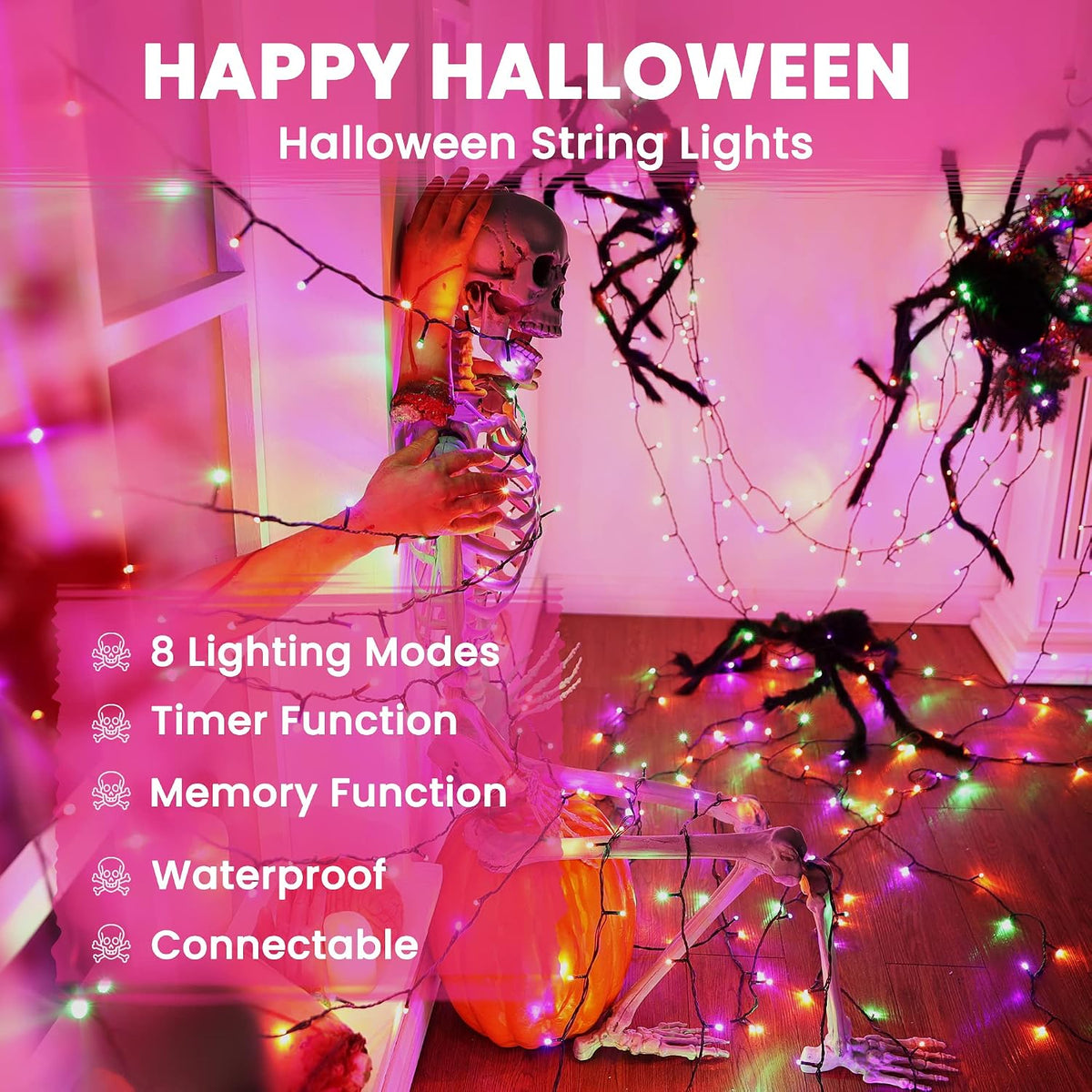 Halloween Lights Indoor, 82ft 200 LED Halloween String Lights with 8 Modes