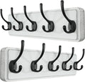 SKOLOO Rustic Coat Rack Wall Mount, 5 Hooks, 17 Inch, Solid Wood, White