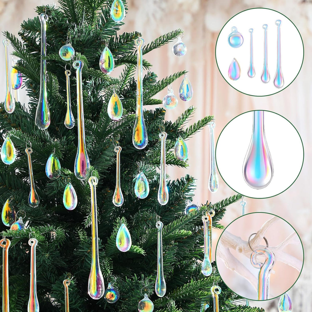 Vercraft 100 Pcs Christmas Tree Acrylic Hanging Ornaments, Laser Color