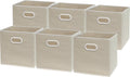 Simple Houseware 11-Inch Foldable Cube Storage Bins with Handles, Beige