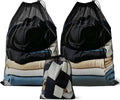 3 Pack Mesh Laundry Bags, 2 Large & 1 Small Breathable Mesh Laundry Bag, Drawstring & Tear Resistant Black Wash Bags for Home, Dorm, Travel & Camping