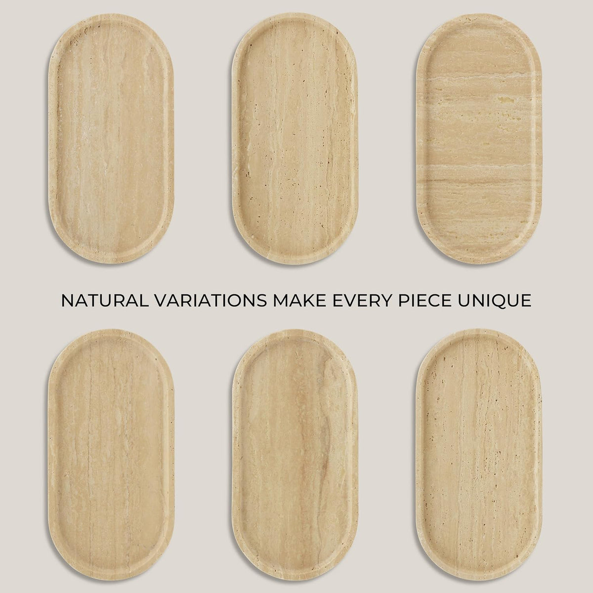 Beige Travertine Marble Bathroom Tray, 12 x 6 in, Vanity Tray