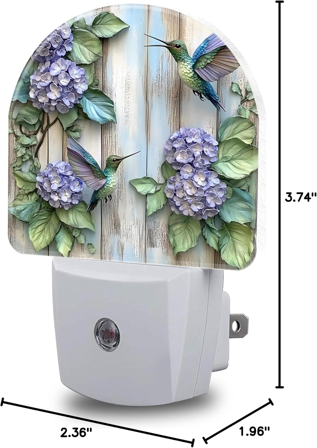 Night Lights Plug into Wall Hummingbirds and Hydrangea Flowers Night Light Dusk to Dawn Smart Sensor Decorative Round Led Lamp for Bedroom Kitchen Hallway Nightlight for Women Men