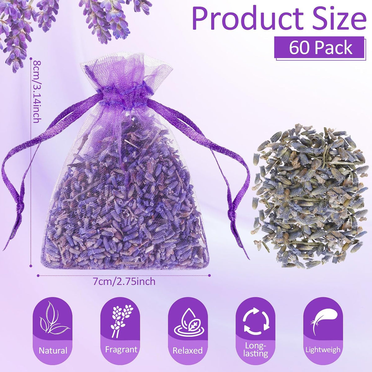 Reginary 60 Pack Lavender Sachets Bulk for Drawers Closets Wedding Favor