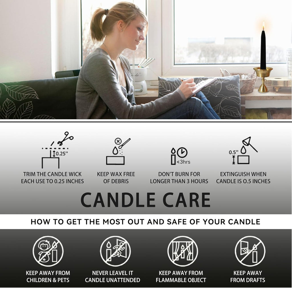 20 Min Black Meditation Candles – 30 Pack, Includes Mini Candle Holder & 12 Wax Dots, Slow Burn, Natural Unscented, for Halloween Yoga Prayer Mindfulness & Relaxation