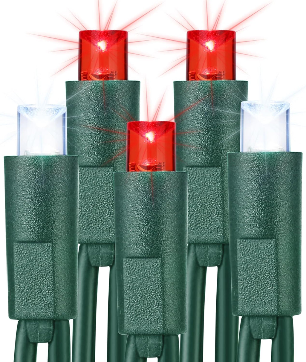 Brizled 5MM Wide Angle Christmas Lights Red & White, 100 LED Connectable