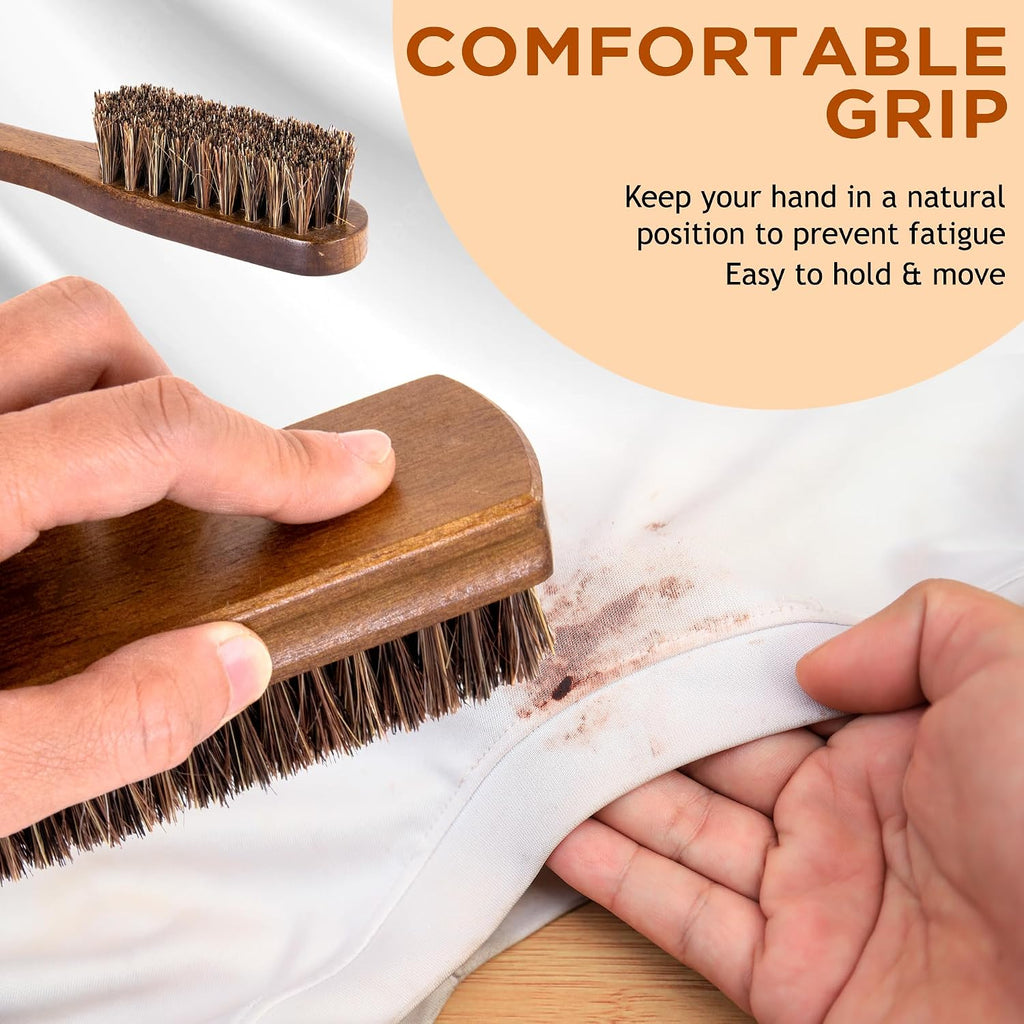 TAKAVU Horse Hair Laundry Brush Set of 2, Soft Natural Bristle