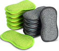 12 Pack Multi-Purpose Scrub Sponges for Kitchen by SmilePowo Non-Scratch Microfiber Sponge Along with Heavy Duty Scouring Power - Effortless Cleaning of Dishes, Pots and Pans