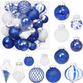 34PCS Blue/White Christmas Ball Ornaments Set for Tree Decorations