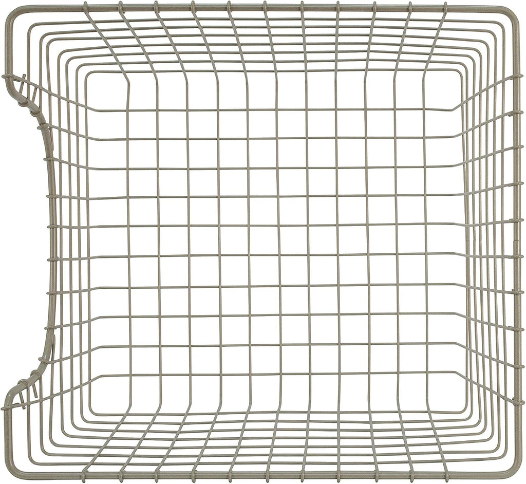 Spectrum Wire Scoop Basket Storage Bin Satin Nickel Nesting Metal Baskets Pack of 2 for Kitchen Pantry Closet Bathroom Garage Organization, Heavy Duty Wire Basket Organizer for Storage Decor