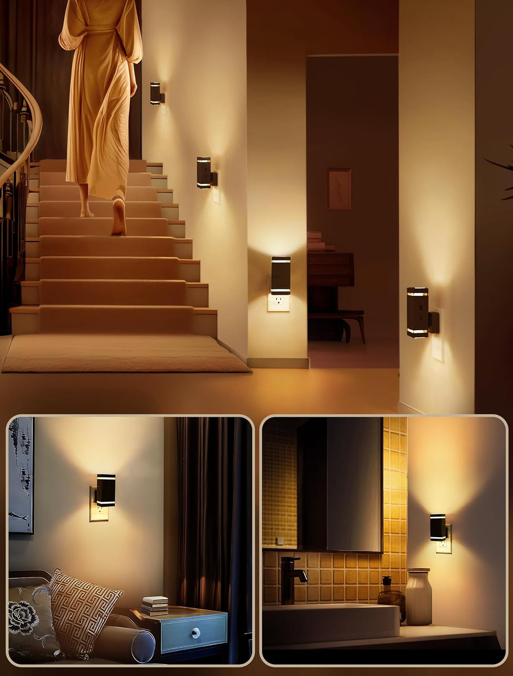 DORESshop Dimmable LED Night Light Plug in [4 Pack], Plug in Night-Light
