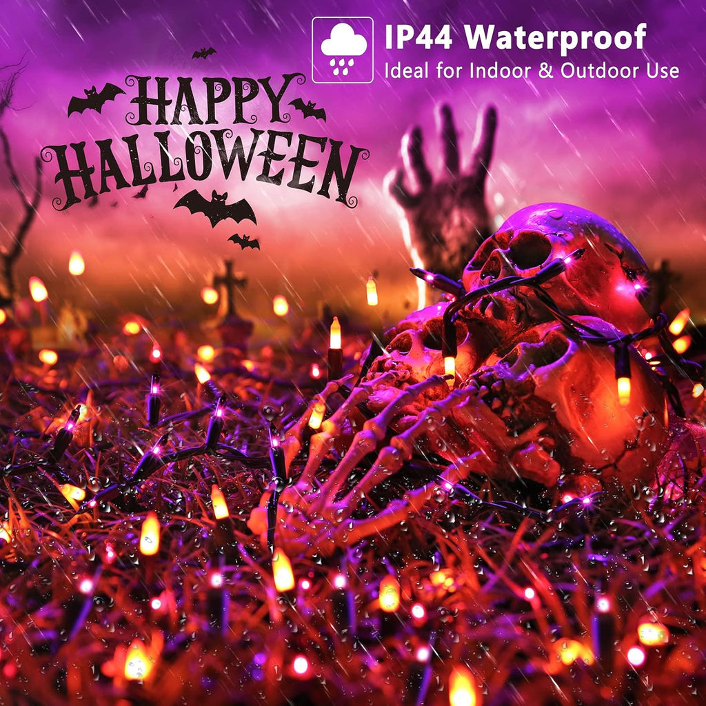ODEETRONIC Purple Orange Incandescent Halloween Lights, 21.63 ft, 100 Count