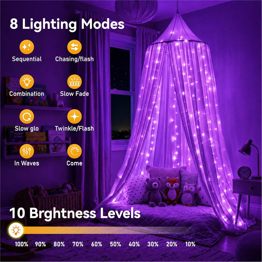 ZSJWL 300 LED Curtain Fairy Lights with Remote, 9.8 × 9.8 Ft, USB Plug in