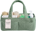 PUTSKA Baby Diaper Caddy Organizer, Nursery Basket, Sage Green Corduroy
