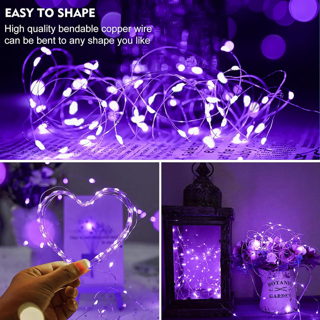 ZGWJ 8 Pack Purple Fairy Lights, Mini String Lights