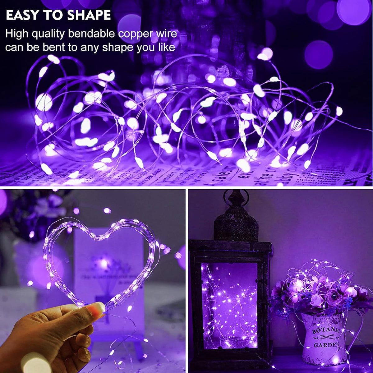 ZGWJ 8 Pack Purple Fairy Lights, Mini String Lights