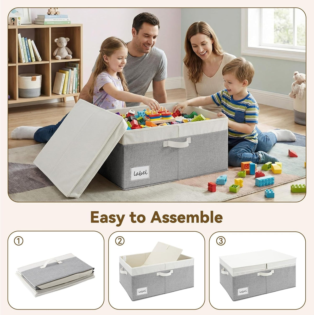 GRANNY SAYS Extra Large Storage Bins with Lids, Closet Bins, Gray & White
