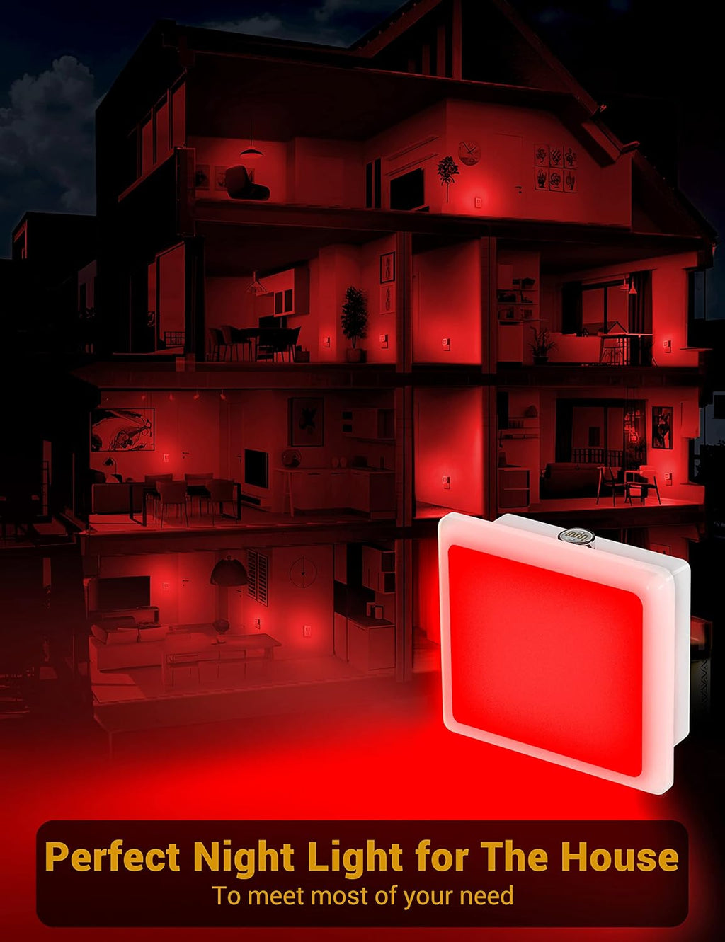 JandCase Red Night Light, Red NightLight[2 Pack],0.3W LED Night Light