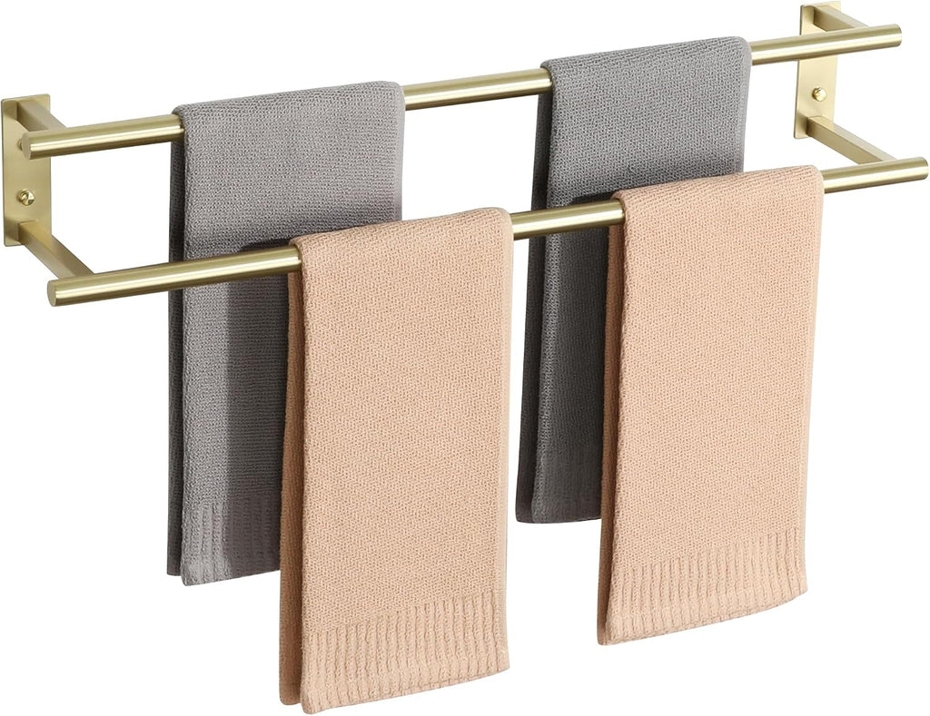 Alise 28‘’ Double Towel Bar for Bathroom Wall Mounted, Brushed Gold