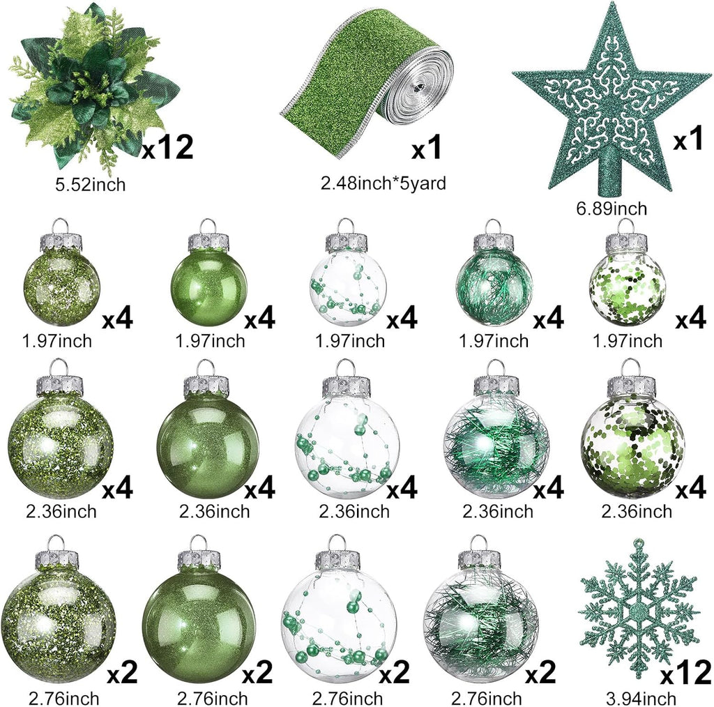 Jenaai Green 74 Pcs Christmas Ball Ornaments Tree Decorations