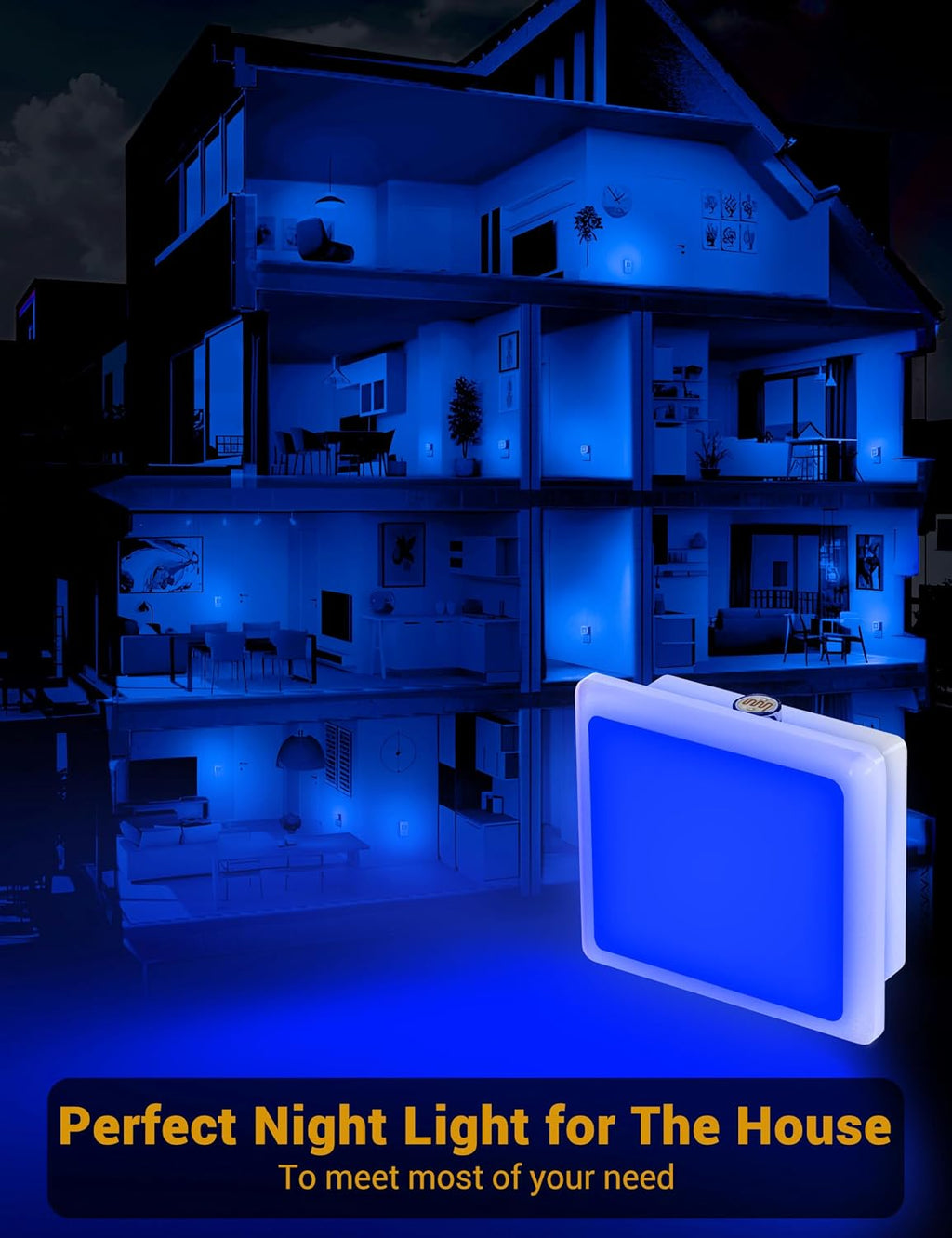 JandCase Blue Night Light, Blue Nightlight[2 Pack],0.3 Watt LED Night Light