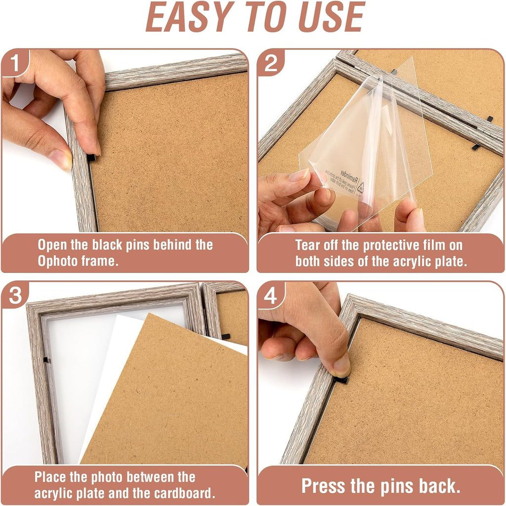4x6 Back To School Picture Frame 4 Hinged Photo Frame with 4 Openings